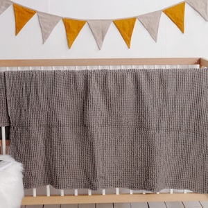 Linen baby blanket. Waffle linen blanket. Organic baby swaddle. Soft linen nursery blanket. Waffle linen kids blanket.Linen cot bed blanket