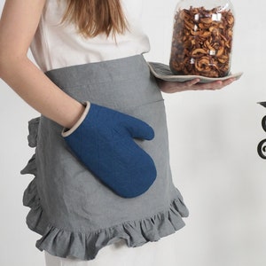 Linen oven mitt and linen pot holder. 100% linen oven mitts. Pot holders. Eco friendly kitchen mittens. Kitchen gloves. Housewarming gift.