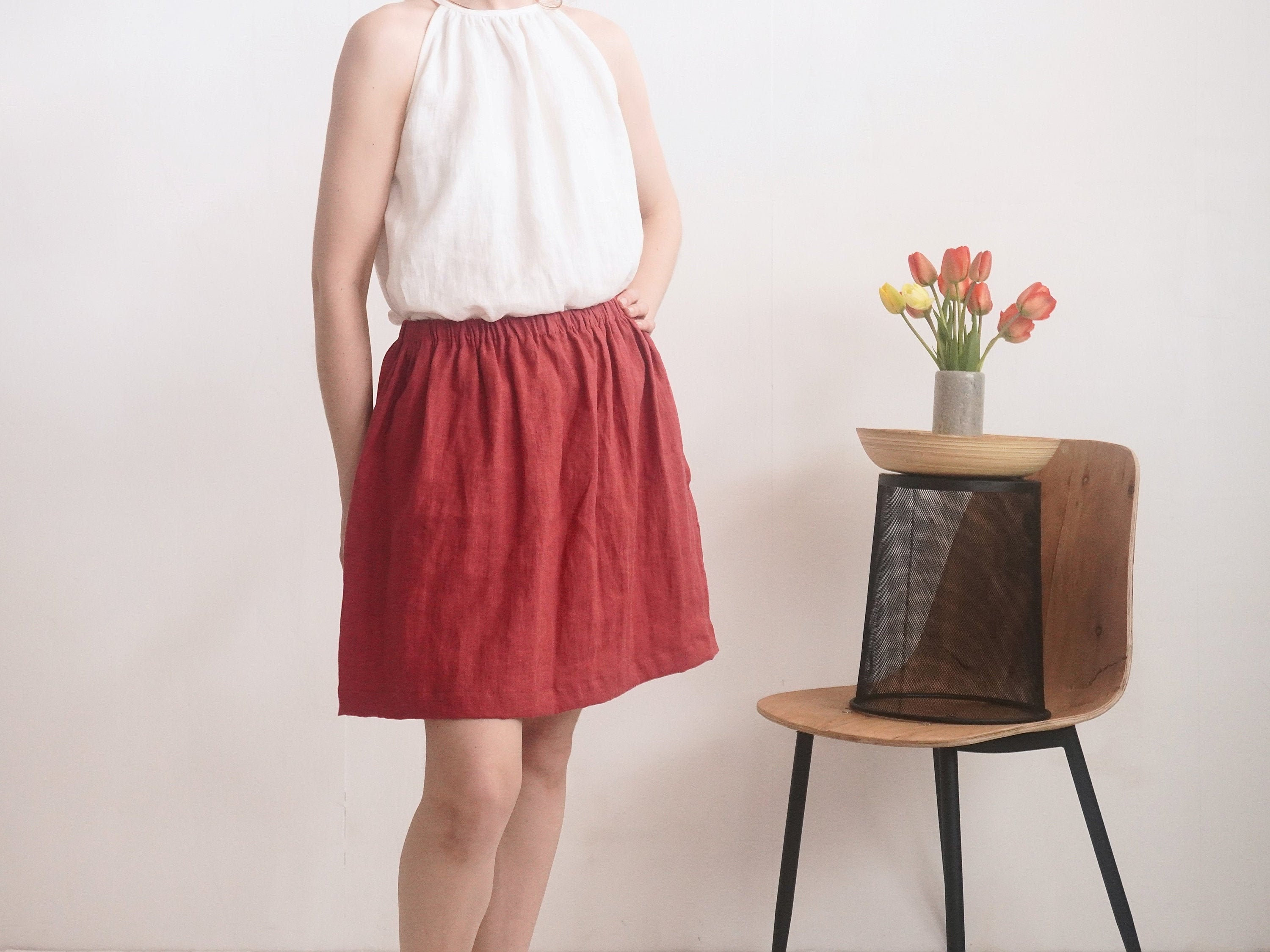 【MARITHE】W LINEN MINI SKIRT_Oatmeal★関税込★ MARITHE】W LINEN MINI SKIRT_Oatmeal☆関税込☆ (Marithe +
