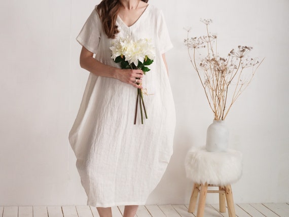 knee length dresses for ladies Linen vineyard wedding dress. Handcrafted. Ethically. – Linen Wedding Dress