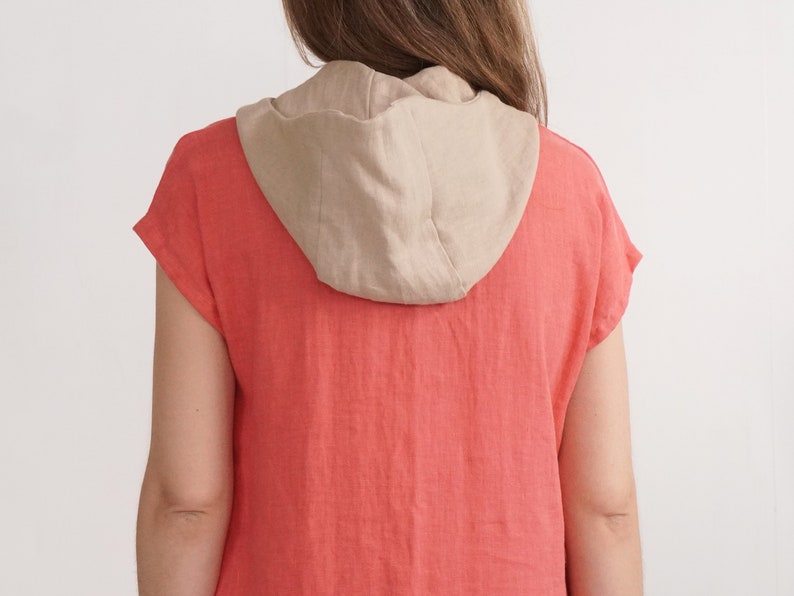 Linen hood. Natural linen hooded scarf. Linen hood scarf. Soft linen scarf. Linen scarf hood. Linen face shield hood. Linen slip scarf-hood. image 4