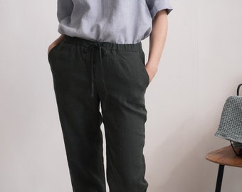 On SALE - Ready to Ship, Xs, S, M, xL sizes. Washed linen pants. Linen trousers. Linen women pants. Linen pants - VOLGA