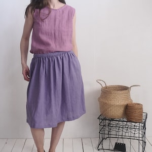 Aline linen skirt. Washed linen skirt. Linen skirt with pockets. Summer linen skirt. Linen skirt for women. Natural flowy skirt - MAGDALENA