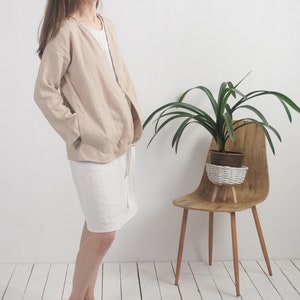 Linen cardigan jacket. Linen women's jacket. Long sleeve jacket. Soft linen jacket. Natural linen cardigan. Sustainable clothing PJORSA image 7