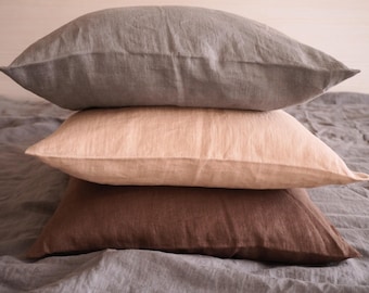Softened Linen Pillowcase, European Stone Washed Fabric, Envelope Closure