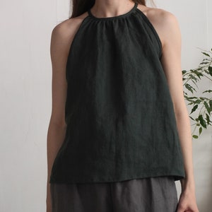 Leinen Sommer Top. Leinen Leibchen. Leinen Slip Top. Leinen Neckholder Top. Sommerliches Top, zum Binden im Rücken. Naturleinen Bluse LUNI Bild 2