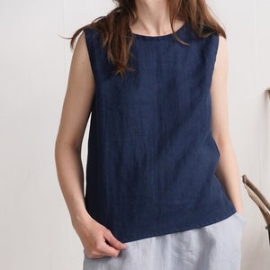 Linen sleeveless top. Washed linen top. Basic linen top. Linen vest tank top. Natural linen blouse. Loose linen top. Summer tank top- MURRAY