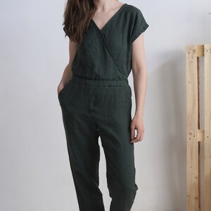 Linen Jumpsuit. Linen Women Jumpsuit. Linen Pants Top. Washed - Etsy