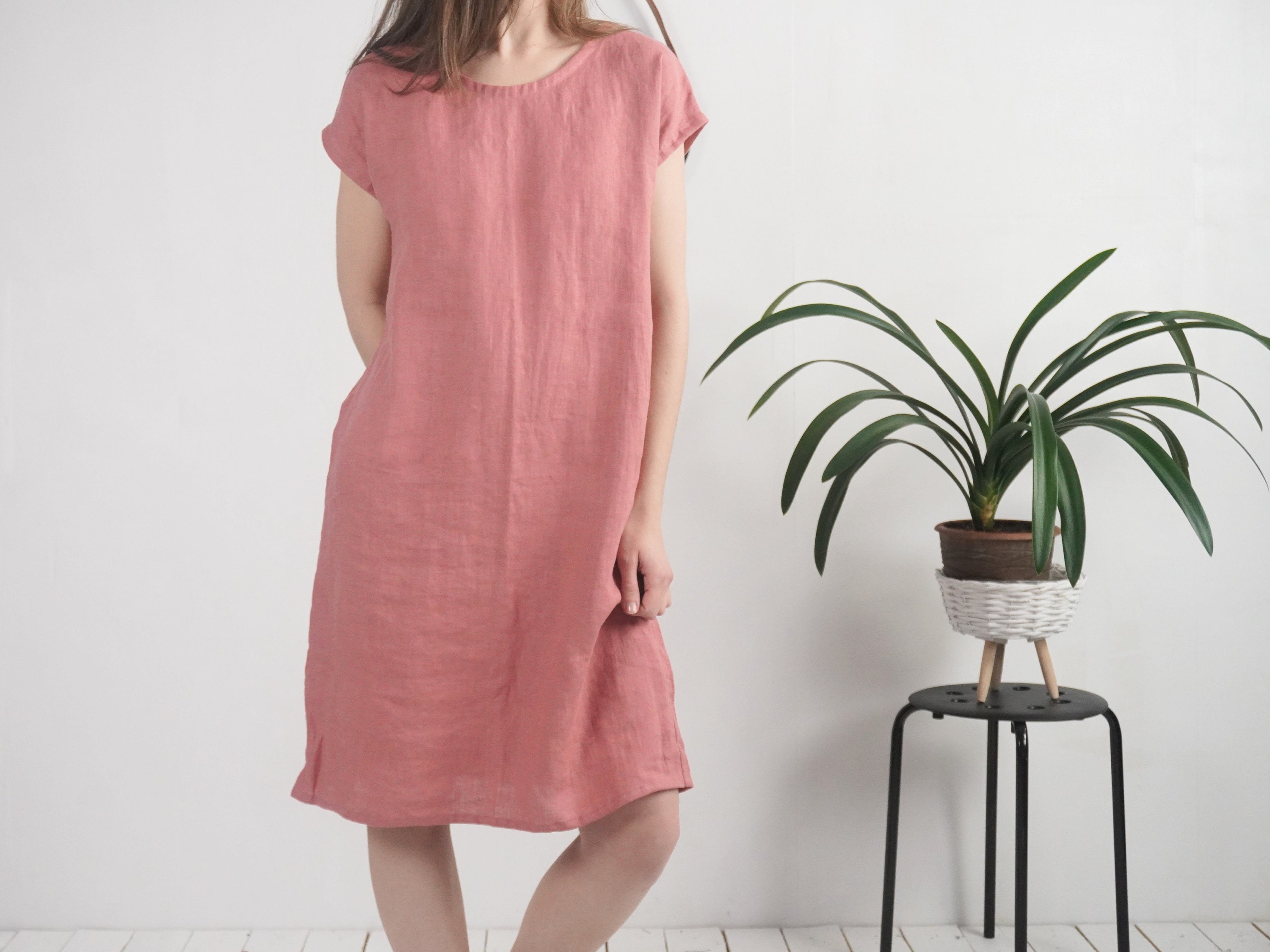 chinese dress ladies H&M Light Pink Linen Short Dress | Like New main image 1