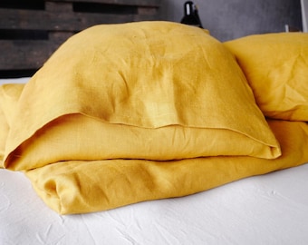 Softened Linen Pillowcase, King Queen Envelope Closure, European Stone Washed Fabric
