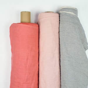 Linen fabric by yard or meter. Softened linen for sewing. Cut-to-length linen fabric. Pre-shrunk linen fabric various colors. Medium weight.