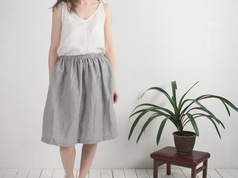 Linen tie strap tank top. Washed linen camisole top. Women linen spaghetti linen top. Summer blouse with ties. Linen strap tank top NILE image 3