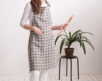 Soft Linen Apron with Pockets – Unisex Kitchen, Gardening, Chef Apparel