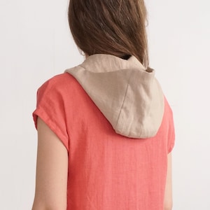 Linen hood. Natural linen hooded scarf. Linen hood scarf. Soft linen scarf. Linen scarf hood. Linen face shield hood. Linen slip scarf-hood. image 1