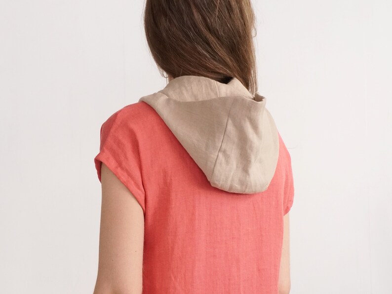 Linen hood. Natural linen hooded scarf. Linen hood scarf. Soft linen scarf. Linen scarf hood. Linen face shield hood. Linen slip scarf-hood. image 1