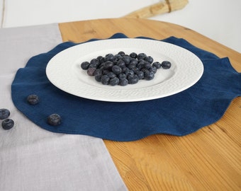 Round linen placemats. Various colors. Linen placemat set of 2,4,6,8,10,12 Linen double layer cicle placemats. Linen placemats for Christmas