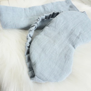 Natuurlijk slaapmasker en zakje. Linnen slaapmasker met etui. Linnen reisoogmasker. Eco-oogmasker om te slapen. Uniseks oogmasker. Jubileumcadeau afbeelding 2