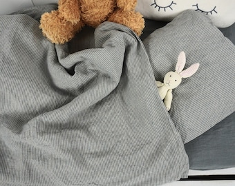 3 pcs Baby and Toddler linen bedding. Baby crib bedding. Cot bedding. Toddler bedding set. Fitted linen sheet. Linen kids bedding set.