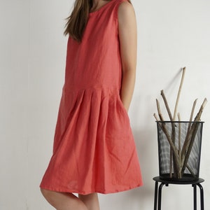 Asymmetrical linen dress. Linen clothing. Summer midi dress. Asymmetrical dress. Sleeveless linen dress. Natural ruffle dress MADREDE image 7
