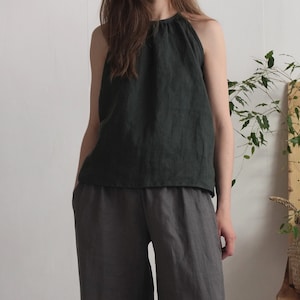 Leinen Sommer Top. Leinen Leibchen. Leinen Slip Top. Leinen Neckholder Top. Sommerliches Top, zum Binden im Rücken. Naturleinen Bluse LUNI Bild 4