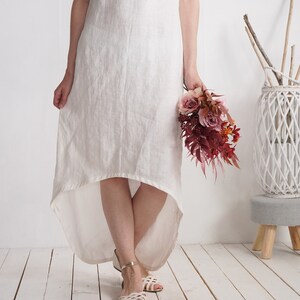 Linen wedding dress longer back. Linen long gown. Linen evening dress. Barn wedding dress. Eco linen wedding. White linen dress PEARL image 5