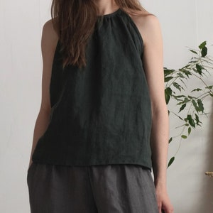 Leinen Sommer Top. Leinen Leibchen. Leinen Slip Top. Leinen Neckholder Top. Sommerliches Top, zum Binden im Rücken. Naturleinen Bluse LUNI Bild 8