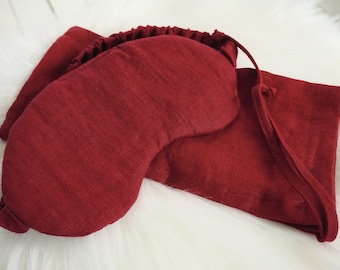 Linen sleep mask with pouch. Linen eye mask. Natural travel sleep mask & pouch. Eco eye mask for sleeping. Unisex eye mask. Christmas gift.