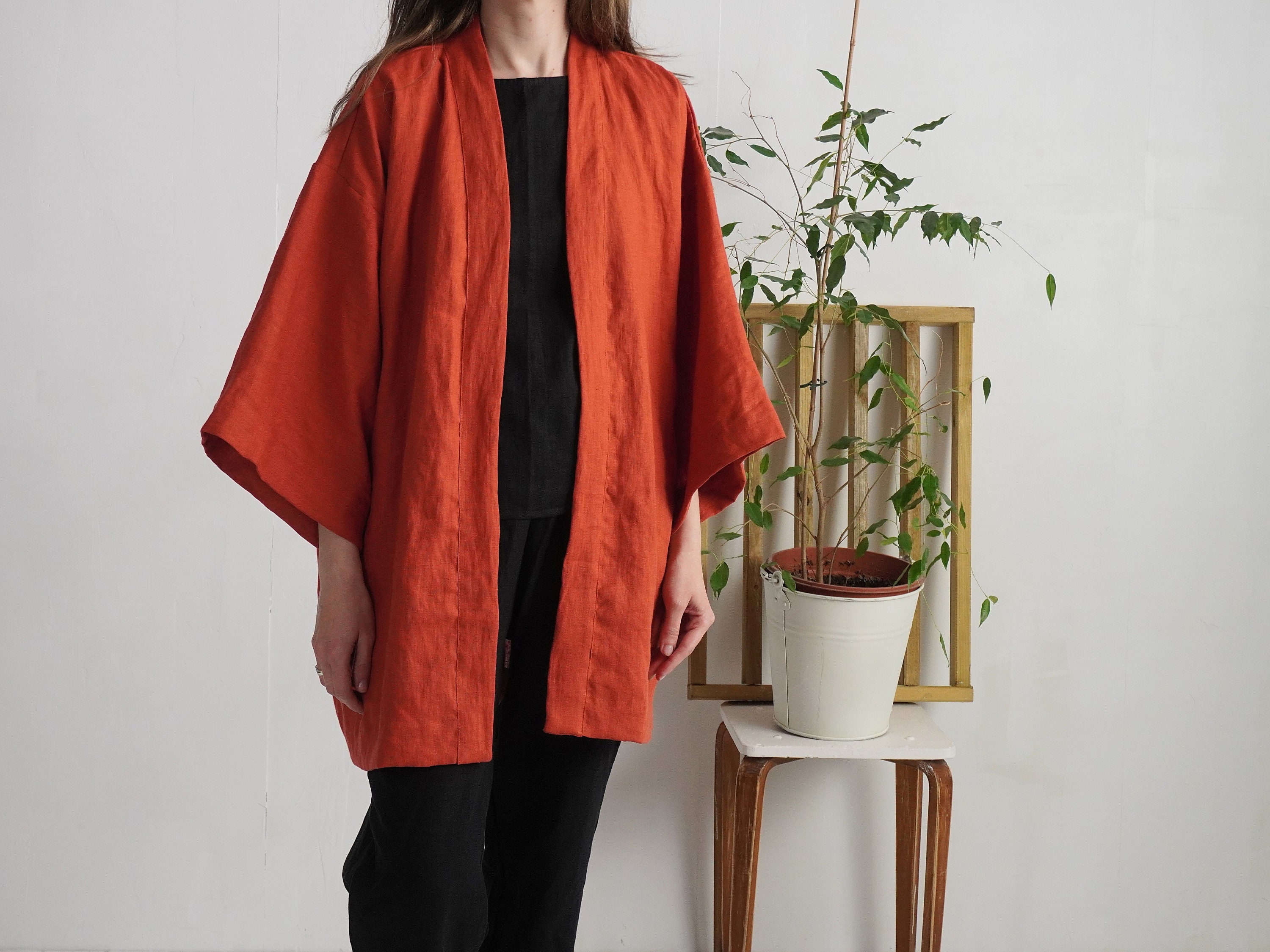 Linen Kimono Jacket. Natural Linen Kimono. Womens Kimono Jacket