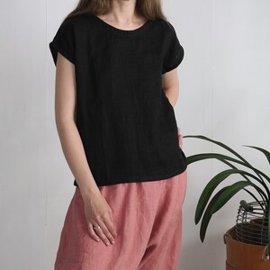 Linen simple top. Soft linen top. Washed linen blouse. Classic natural top. Simple linen top. Pure linen blouse. Organic linen top ELBE image 6