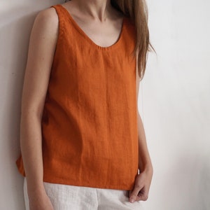 Linen tank top. Linen tops for women. Sleeveless linen top. Ladies linen tops. Natural linen Blouse. Washed linen tank top. Linen tee- LIAO