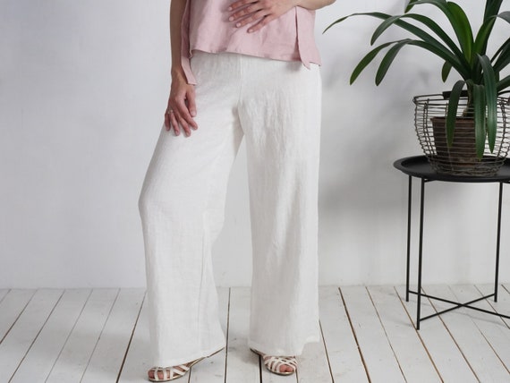 Linen Wide Leg Pants. Women Linen Trousers. Loose Fit Linen Pants