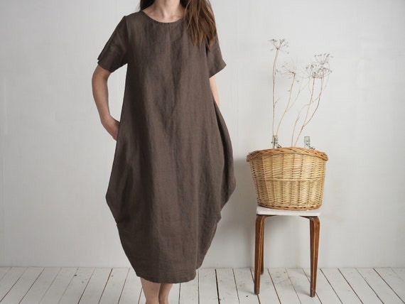 Linen Oversize Dress. Linen Balloon Dress. Loose Boho Linen - Etsy