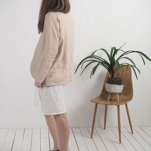 Linen cardigan jacket. Linen women's jacket. Long sleeve jacket. Soft linen jacket. Natural linen cardigan. Sustainable clothing PJORSA image 6