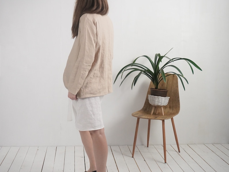 Linen cardigan jacket. Linen women's jacket. Long sleeve jacket. Soft linen jacket. Natural linen cardigan. Sustainable clothing PJORSA image 6