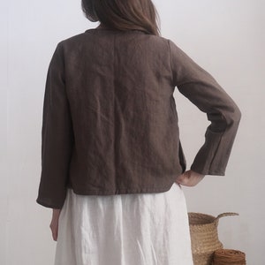 Linen short jacket. Linen women's jacket. Soft linen kimono jacket. Natural linen clothing. Sustainable clothing. Long sleeve jacket PURUS image 7