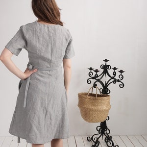 Wrap linen dress. Elegant summer dress. Evening linen dress. Bridesmaid wedding dress. Midi wrap linen dress. Linen a-line dress MISSOURI image 7