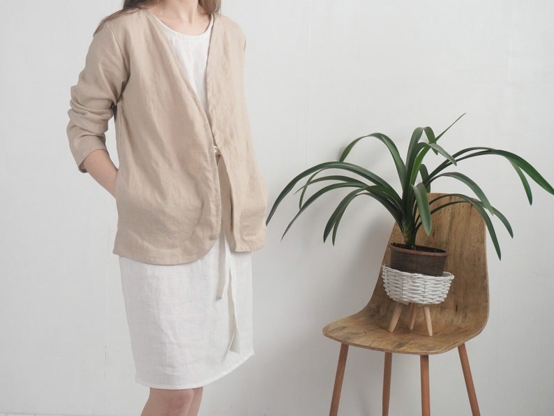 Linen cardigan jacket. Linen women's jacket. Long sleeve jacket. Soft linen jacket. Natural linen cardigan. Sustainable clothing PJORSA image 1