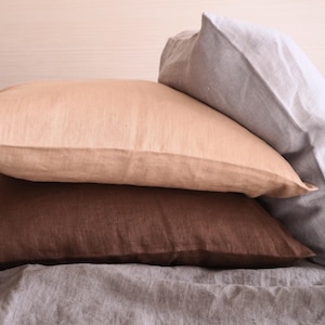Linen pillow case. Softened linen pillowcase. King, Queen linen pillowcase. Standard, queen, king pillow cover with envelope closure.