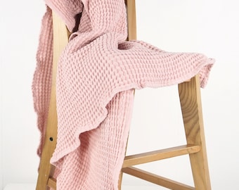 Waffle Linen Cotton Blend Bath Towel Set – Softened, Quick-Dry, Organic Fabric