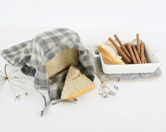 Washed Linen Bread Bag Set: Soft, Breathable, Zero Waste Storage (17.7 x 9 in)