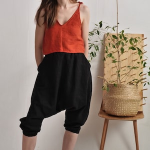 Linen harem pants. Women yoga pants. Baggy harem pants. Hippie clothing. Summer linen pants. Drop crotch pants. Boho linen pants - IRTYSH