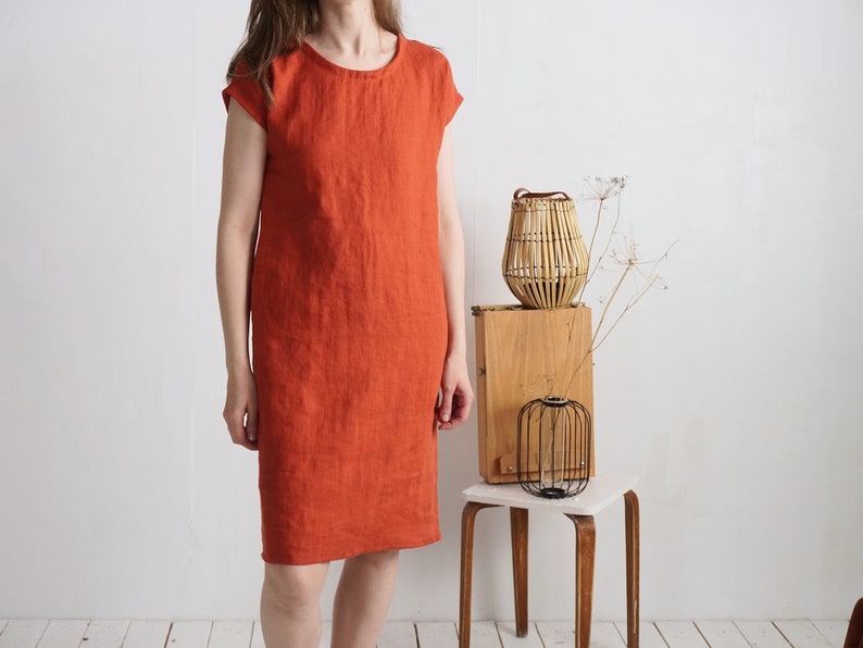 Natural everyday linen dress. Linen simple dress. Tunic linen dress. Natural loose linen dress. Washed linen dress. Soft linen dress SEINE image 2