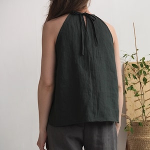 Leinen Sommer Top. Leinen Leibchen. Leinen Slip Top. Leinen Neckholder Top. Sommerliches Top, zum Binden im Rücken. Naturleinen Bluse LUNI Bild 7