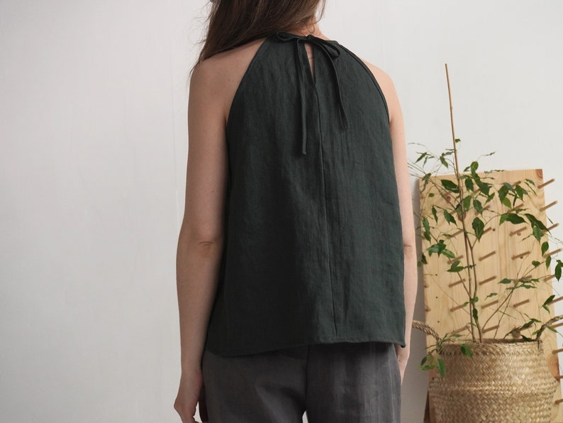 Leinen Sommer Top. Leinen Leibchen. Leinen Slip Top. Leinen Neckholder Top. Sommerliches Top, zum Binden im Rücken. Naturleinen Bluse LUNI Bild 7