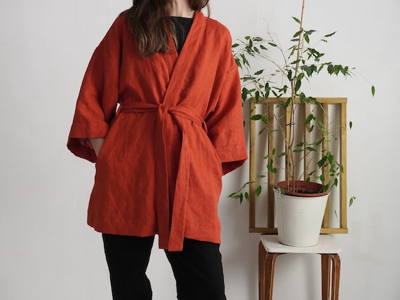Linen Kimono Jacket. Natural Linen Kimono. Womens Kimono