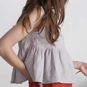 Boho linen top. Linen crop top. Linen ruffle top. Summer crop top. Empire waist linen top. Beach linen top. Frilly top. Women crop top- DIOS