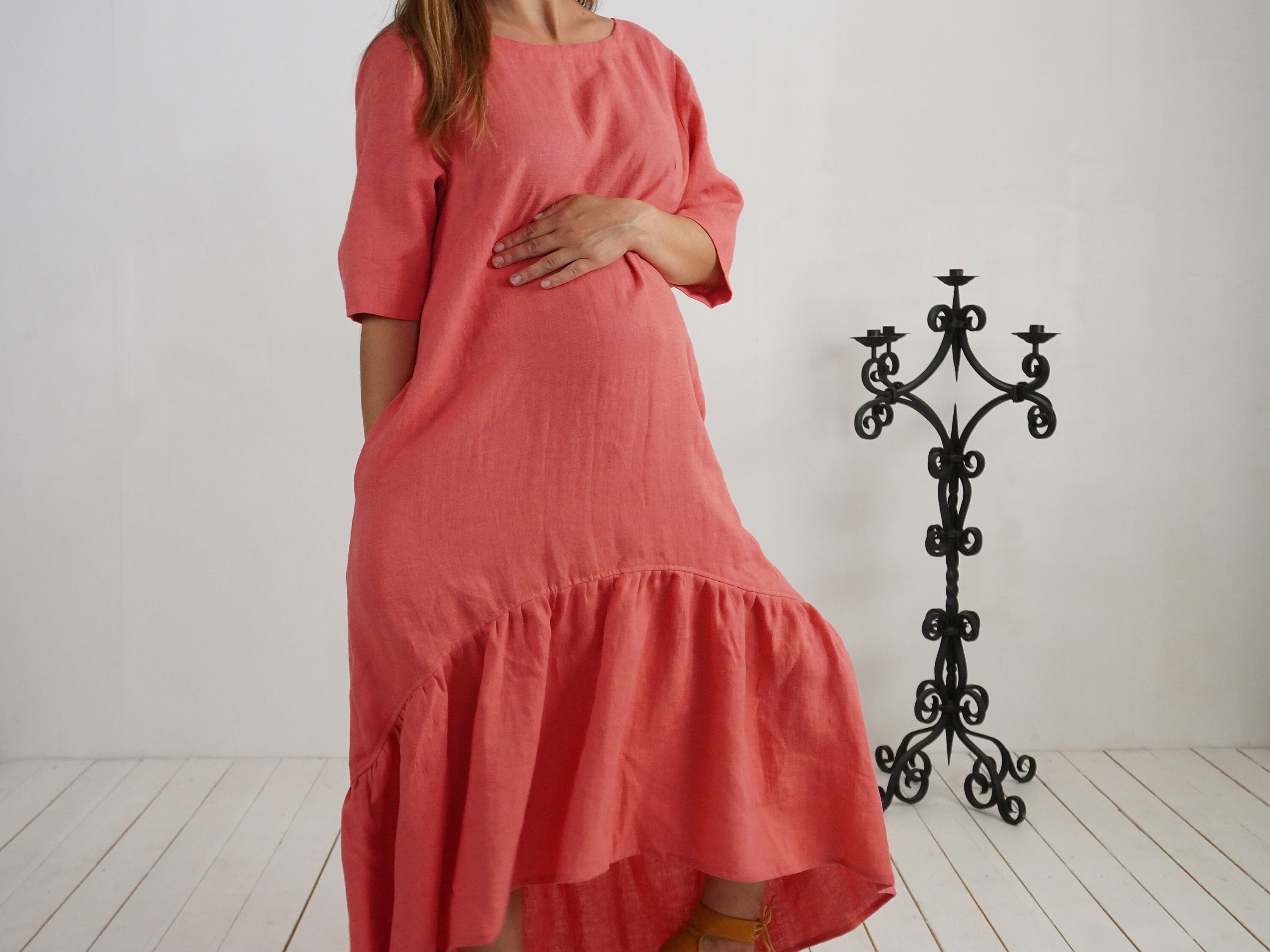 Boho Maternity Dress. Linen Maxi Pregnancy Dress. Maternity Linen Dress.  Pregnancy Photoshoot. Linen Pregnancy Dress.pregnancy Session-congo - Etsy