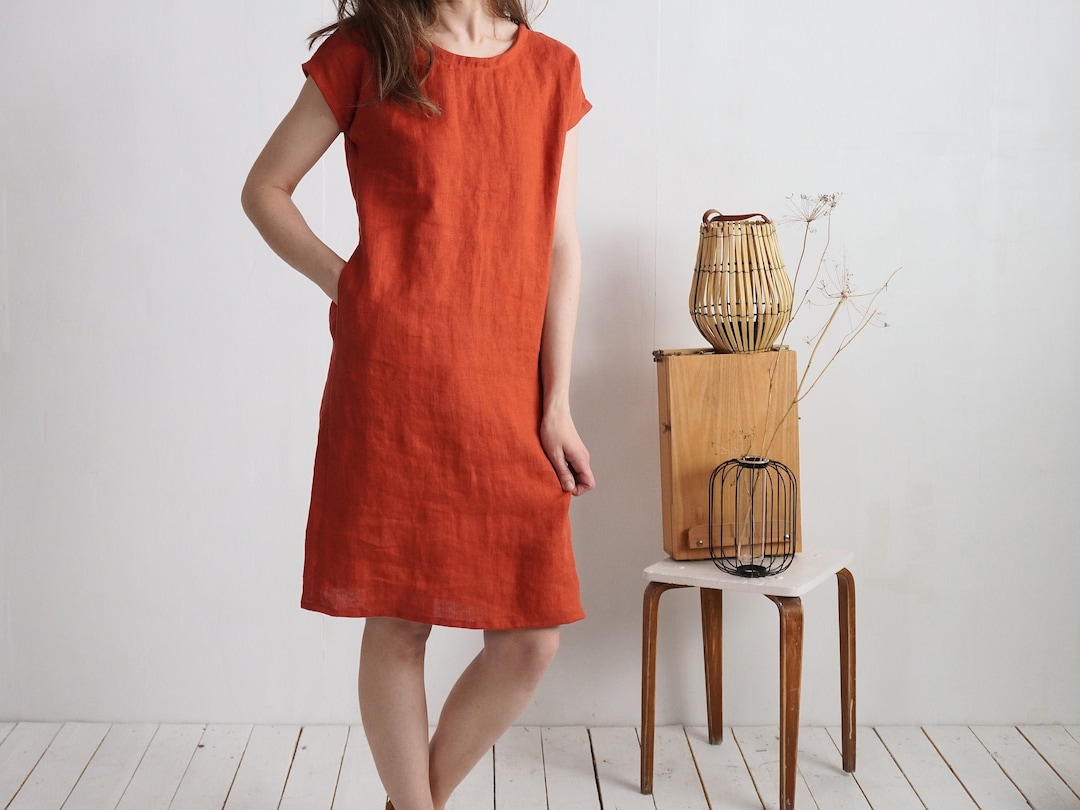 Natural Everyday Linen Dress. Linen Simple Dress. Tunic Linen Dress.  Natural Loose Linen Dress. Washed Linen Dress. Soft Linen Dress - SEINE -  Etsy
