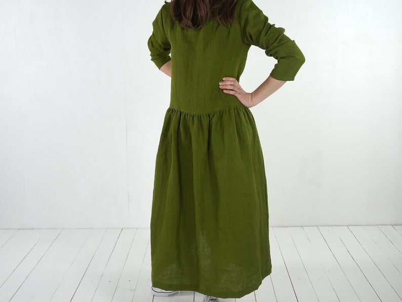 Linen long sleeve dress. Linen maxi dress. Long linen dress. Long dress for women. Natural maxi linen dress. Winter linen dress MACKENZIE image 2