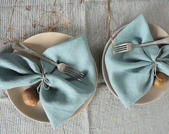 Washed linen napkins in various colors. Linen napkin set 4,6,8,10 Washed medium wight linen napkin. Wedding table linen. Large size napkins.
